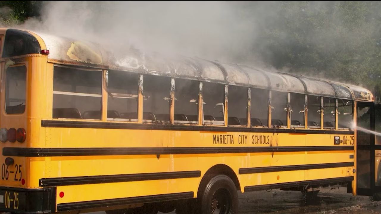 Marietta School Bus Drivers Watch a Bus Burn — Here's Why It Was Intentional